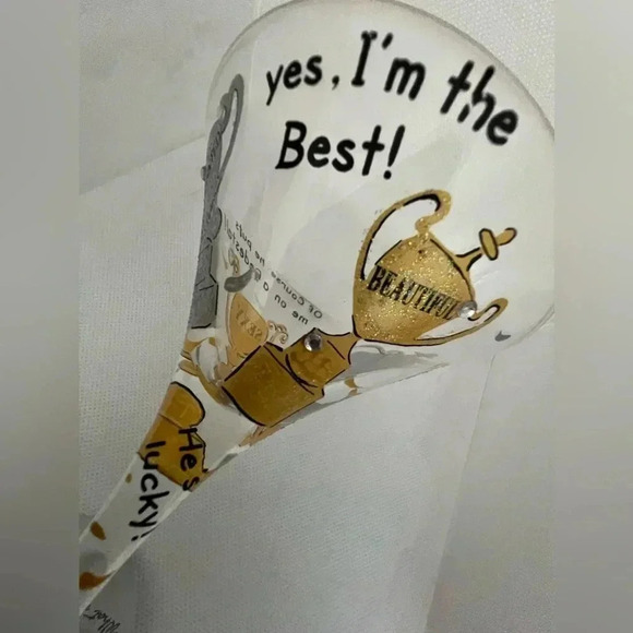 Santa Barbara Design Studio | Lolita “Trophy Wife” hand painted martini glass - Picture 7 of 16